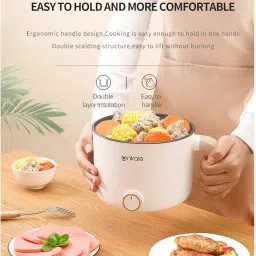 ANKALE CURA Multipurpose Electric Cooker | 1.5L Non-Stick Ceramic Pot | Dual Power Modes (300W–600W) | Temperature Control | Microcomputer Control | Tempered Glass Lid | For Boiling, Frying, Saute image 4