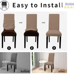 NeoGenius Premium Elegant Dining Room Chair Covers, Slipcovers Set of 4, Spandex Super Fit Stretch Removable Washable Chair Covers, Protector -for Dining Room (Dining Room Chair Covers_Camel Brown) image 3