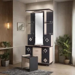 SARVESH - Wooden Dressing Table - 6 x 2.5 Feet- Wardrobe for Men & Women, Rotatation Dual Options of Mirror & Shelves image 1