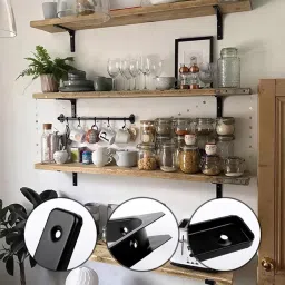2xHeavy Duty Shelf Bracket Wall Hanging Shelve L Shaped Brackets Black 2Inch image 3
