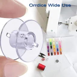 Toiqux 25pcs Transparent Bobbins with Storage Box – Compatible with Usha, Brother, Singer, Janome | Plastic Sewing Machine Bobbins for Tailoring & DIY Craft | Clear Bobbin Set image 2