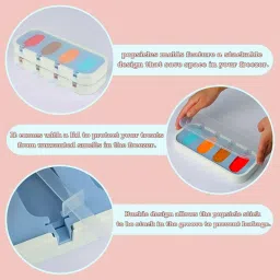 BURRDOFF (Set of 2) Stackable Mini Silicone Ice Cream Maker, Ice Cream Mould Set Kulfi Moulds Set Popsicle Mould Silicone, Kulfi Maker Set Ice Cream Makers Ice Cream Moulds for Freezer (Blue) image 1