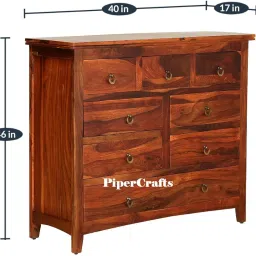 PIPERCRAFTS Chest of Wooden Drawers Sheesam Wood Furniture for Storage and Sideboard Tv Unit Honey Finish (Design 7) image 1