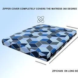 ASIAN Handloom 6x2.5 feet Cotton 300TC Mattress Cover Protector with Zip/Chain Single Bed (1 pc Single 72x30x6 Printed, Printed MultiBlue) image 1