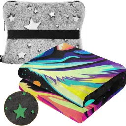 gaigeo Pug Dog in Rainbow Colors Glow in The Dark Blanket, Large Soft Travel Blanket, Long Flight Essentials image 1