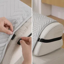 HOKIPO Polyester 3 Seater Quilted Sofa Cover with Pockets, Light Grey (NEW-803-LGRY) image 5