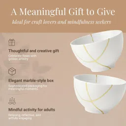 Laffair Kintsugi repair kit – repair ceramic bowls with gold powder resin glue, introduce Japanese art into your home – Kinsugi kits come with exercise bowl and cloth image 3