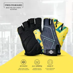 Nivia Crystal 2.0 Gym Gloves for Men & Women, Dotted Padded Palm with Breathable Fabric & Stretch Gussets Between Fingers, Ideal for Cycling, Crossfit, Weightlifting & Fitness Workouts (Yellow, M) image 1