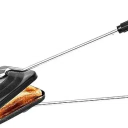 Non-Stick Aluminium Sandwich Toaster | Long-lasting double-coating | Compatibility with Gas Stoves | Flame-Proof Design | Heat-Resistant Handle | Sandwich Maker (Black/Pack of 1) image 2