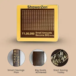 SHOWERZEN Piggy Bank – Wooden Money Saving Box | Large Numbered Savings Box for 1 Lakh Target | Coin Bank with Carved Design for Kids & Adults image 2