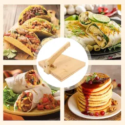 gernie Wooden Tortilla Press Maker, 10 Inch Dough Press Machine with Rolling Pin and 50Pcs Parchment Paper, Manual Corn Tortilla Maker for Homemade Mexican Tortillera, Taco, Roti image 4