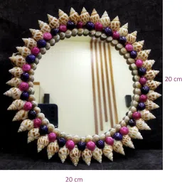 ZENRISE Shell Decorative Designer Round Wall Hanging Mirror, Beige, Small 8 inches image 4