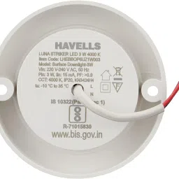 Havells Luna Striker LED 3W 4000K Ceiling Light Energy Efficient WIDEST 7 Colour Option Perfectly FITS in Junction Boxes Powder Coated Polycarbonate HOUSING,60 Lumen Per Watt 6500K image 2