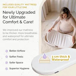 Yunioo Deluxe Baby Changing Basket with Extra Travel Diaper pad, Foam Changing pad and Water Repellent Cover, Cotton Rope Moses Basket, Changing Table Topper for Dresser (White Beige) image 3