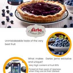 Darbo Blueberry Reduced Sugar Jam | 80% Fruit Content | No Preservatives | Real Blueberries | Imported from Austria | 250g Glass Jar | Natural Fruit Spread | Low Sugar Breakfast Jam image 2