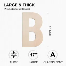 MGTECH 17 Inch Large Wooden Letter B, 1/4 in Thick Big Wood Letter for Crafts and Wall Decor image 1