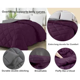 AYKA Reversible Comforter 220 GSM Microfiber Reversible AC Comforter/Blanket for Winter/Quilt/Duvets for King Size Double Bed Comforter (90 * 100, Burgundy & Grey)| TC - 220 image 4