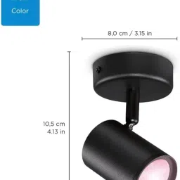 PHILIPS IMAGEO WiZ Smart Spot 1x5W B22 RGB Black | Tunable White | App & Voice Control | Compatible with Alexa, Google & Siri | Energy Efficient LED | Pack of 1 image 1