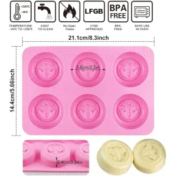 First Try Silicone Mold Bee Shape Round for Handmade Soap, Cake, Jelly, Pudding, Chocolate, Dessert etc.. (6 Cavity Round Bee) image 3