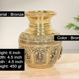 AONA Bronze Ashtalakshmi Kalash Laxmi Lota Decorative for Home Decor Temple Pooja Mandir,Showpiece (Height: 6 Inch) image 1