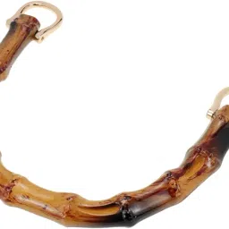 Geesatis 2 Pcs Handbag Handles Bamboo Purses Handles U-Shaped Handbag Handles for Bag Making, with Gold Metal Buckle, Burnt Color image 1