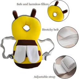 Baby Head Guard Safety Protector Cushion Plush Soft Toy Early Learning Toy Crawling Walking Running Toddler Fall Protection Baby Protector Child Adjustable Shoulder Strap Backpack Socks Elbow for Crawling, Anti-Slip Padded Stretchable Elastic Cotton Padded Cap Guard for Crawling Infant Girl Boys Safety Protector Comfortable for Leg and Hand (Black, Yellow Bee and Knee Socks) image 2
