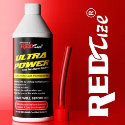 RedTize Ultra Power Tyre Puncture Solution, Anti-Puncture Sealant for Tube and Tubeless Tyres, Permanent Sealing Protection Advance tyre sealant for Car tyre image 2