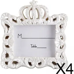 4xCrown Resin Photo Frame with Kickstand Novelty Display Desktop Picture Frame White | 1x Crown Resin Photo Frame(4 Pack) image 1