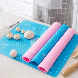 Silicone Baking Mat Roti mat Silicone Chapati Atta Kneading Mat Non-Stick Fondant Rolling Mat Stretchable for Kitchen Roti Chapati Cake – Multicolor (Baking Mat 50 * 40 cm) image 3