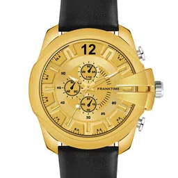 Franktime Men Brass Dial & Leather Straps Analogue Watch FT-00018 G image 2