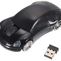 Atdaraz New Wireless 3D Sports Racing Car Shaped Mouse - 2.4GHz USB Optical PC Laptop Tablet Computer Cordless Gaming Mouse for Home Office (Black) image 2