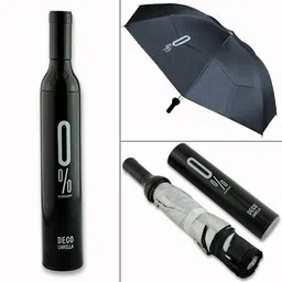 zenthics Wine Bottle Umbrella Windproof Double Layer Compact Umbrella with Bottle Cover for UV Protection & Rain, For Men, Women, and Kids Multicolors image 5
