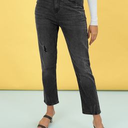 Freehand by The Indian Garage Co Women Straight Fit Low Distress Stretchable Jeans-picture-36