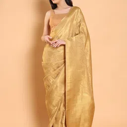 SALWAR STUDIO Square Neck Tissue Saree Blouse image 5