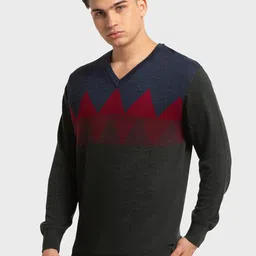 ColorPlus Geometric Self Design Long Sleeves Pullover image 2