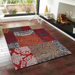 PRESTO Red & Grey Ethnic Motifs Rectangular Carpets-picture-24