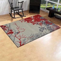 PRESTO Red & Grey Floral Rectangular Carpets-picture-42