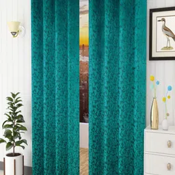 Homefab India Turquoise Blue Set of 2 Room Darkening Window Curtains 5 Feet image 4