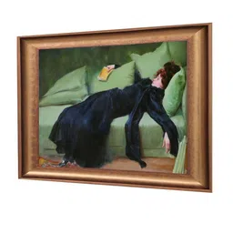 THE VINTAGE ARTISTRY Black & Brown Antique female Printed Framed Wall Painting image 3