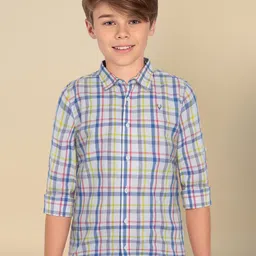 Allen Solly Junior Boys Spread Collar Checked Cotton Slim Fit Casual Shirt-picture-22
