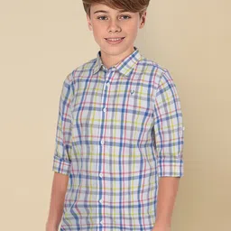 Allen Solly Junior Boys Spread Collar Checked Cotton Slim Fit Casual Shirt image 2