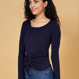 SF JEANS by Pantaloons Self Designed Scoop Neck Fitted Top image 3