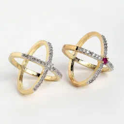 Kennice Gold-Plated American Diamond Studded Dual Tone Finger Ring image 3