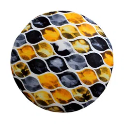 Shadowkart Blue & Yellow Printed Wooden Pouffes Sitting Mudda Ottoman image 4