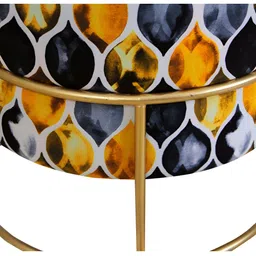 Shadowkart Black Abstract Wooden Pouffes Sitting Mudda Ottomans image 4