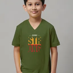 Friskers Boys Typography Printed V-Neck Slim Fit Pure Cotton T-shirt image 1