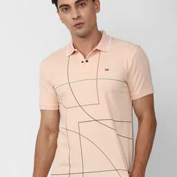 Peter England Geometric Printed Polo Collar Slim Fit T-shirt image 1