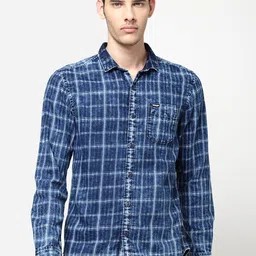 Wrangler Men Blue Checked Casual Shirt-image-80