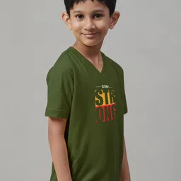 Friskers Boys Typography Printed V-Neck Slim Fit Pure Cotton T-shirt image 3