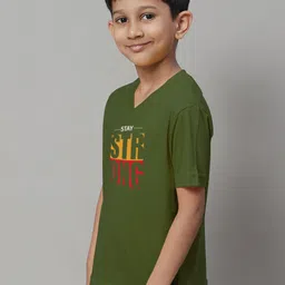 Friskers Boys Typography Printed V-Neck Slim Fit Pure Cotton T-shirt image 4